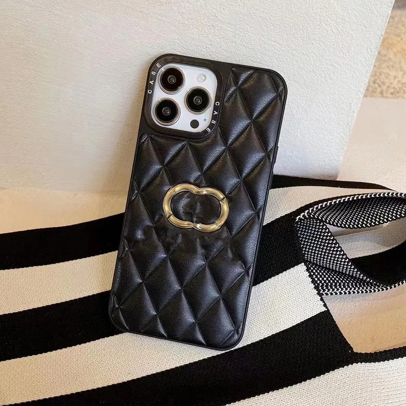 Custodia per telefono Puffy di design per iPhone 15 Pro Max per Apple 14 13 12 11 XS XR 8 7 Plus 2 in 1 Pelle PU di lusso Hardware con texture diamantata Cover posteriore per tutto il corpo Coque Fundas Nero