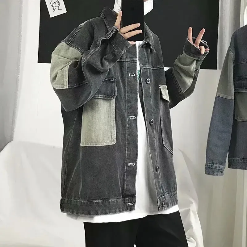 Herren Casual Oversize Denim Jacke Koreanische Streetwear Männer Jeans Jacke Mäntel Casual Windjacke Overalls Mantel Outwear S-4XL 240227