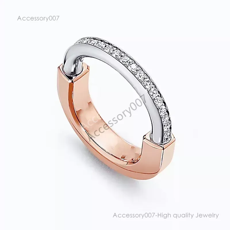 designer sieraden ringen Populaire Half Diamond Lock Head Love Ring Luxe Klassieke Trouwring Hoge kwaliteit Sieraden Fabriek Groothandel en detailhandel met doos