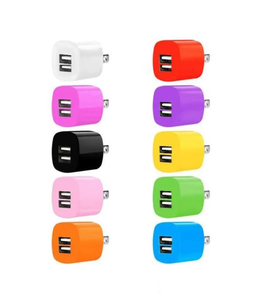 100pcSlot 2 Port USB Podwójny adapter ładowarki ściennej USB US Plug Home Travel ładowarka do smartfonemobile Phoneandroid Phone6661829