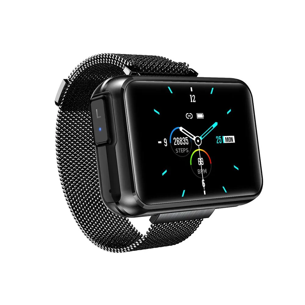 T91 En Yeni 2'de 1 Bilek Spor Smart Watch Earpod Blutooth Bilezik ile Sıcaklık Arayan Kulaklık