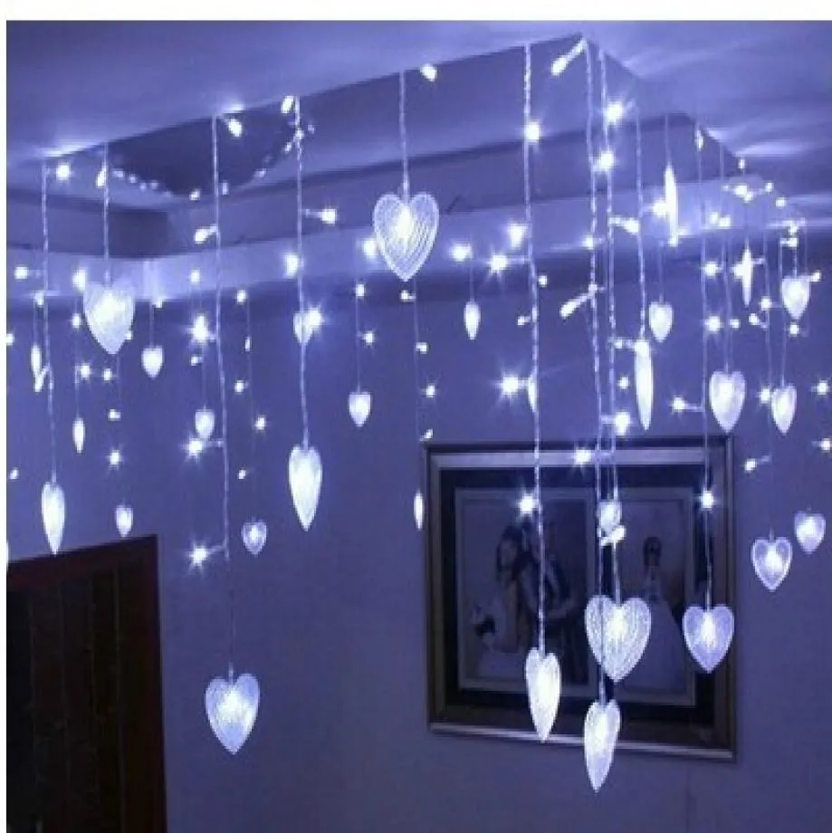 Meerkleurige LED-snaarstrip Festivalvakantie Licht Kerst Bruiloft Versieren Gordijnlampen 4m 100 SMD 18 harten EUUSUKAU1608763