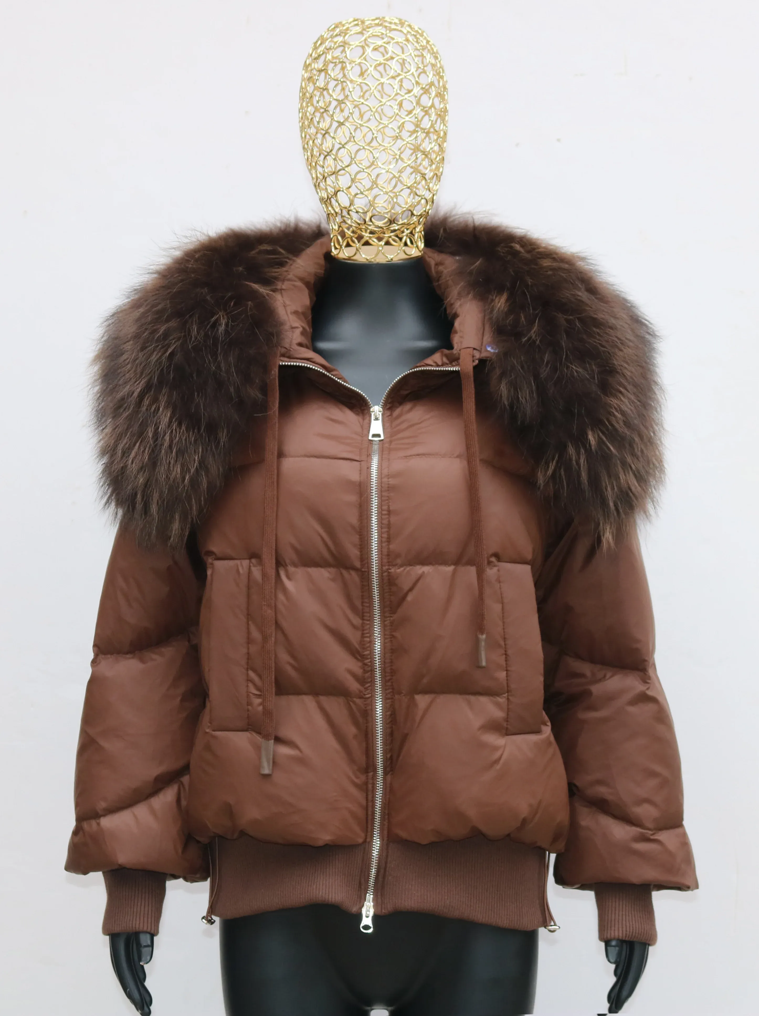 모피 털이 새로운 패션 겨울 여자 따뜻한 느슨한 코트 천연 진짜 여우 모피 칼라 흰색 오리 다운 재킷 두꺼운 고급 옥외 우화