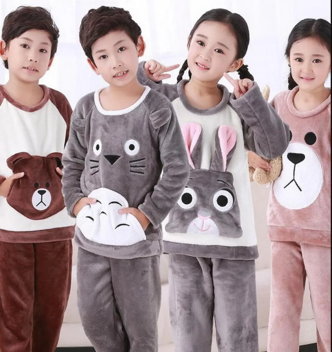 Sell Coral Fleece Kids pijamas Homewear Boys Girls Winter Children Fleece Pajamas Warm Flannel Sleepwear Loungewear XIN552 Y189368247