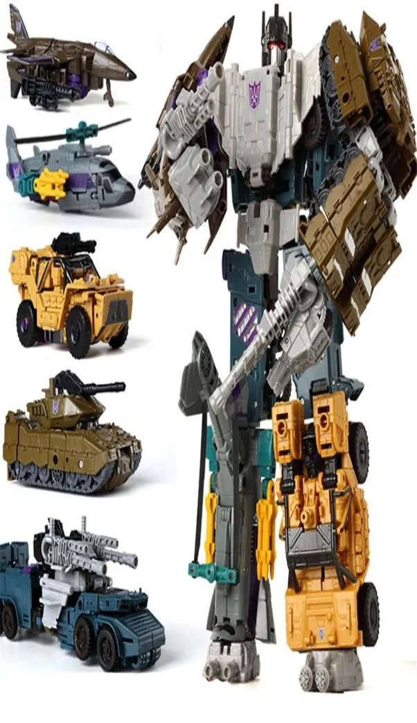 Haizhixing 5 i 1 Transformation Robot Car Toys Anime Devastator Aircraft Tank Model KO Toy Boys Truck Collection Kid vuxen Toy2456451747