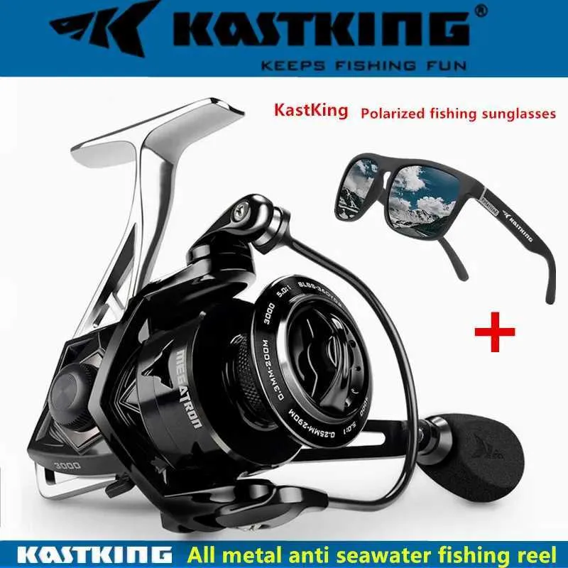 Varas de pesca de barco KastKing all metal18KG Max Drag Carretel de pesca giratório com carretel grande Corpo de alumínio Carretel de pesca giratório de água salgada YQ240301