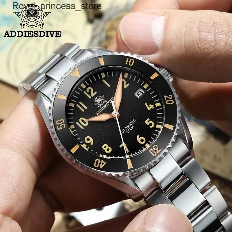 Andere horloges Addiesdive duiken 200m waterdichte retro sapphire pot cover bubble mirror c3 super lichtgevende NH35 mannen automatisch Q240301