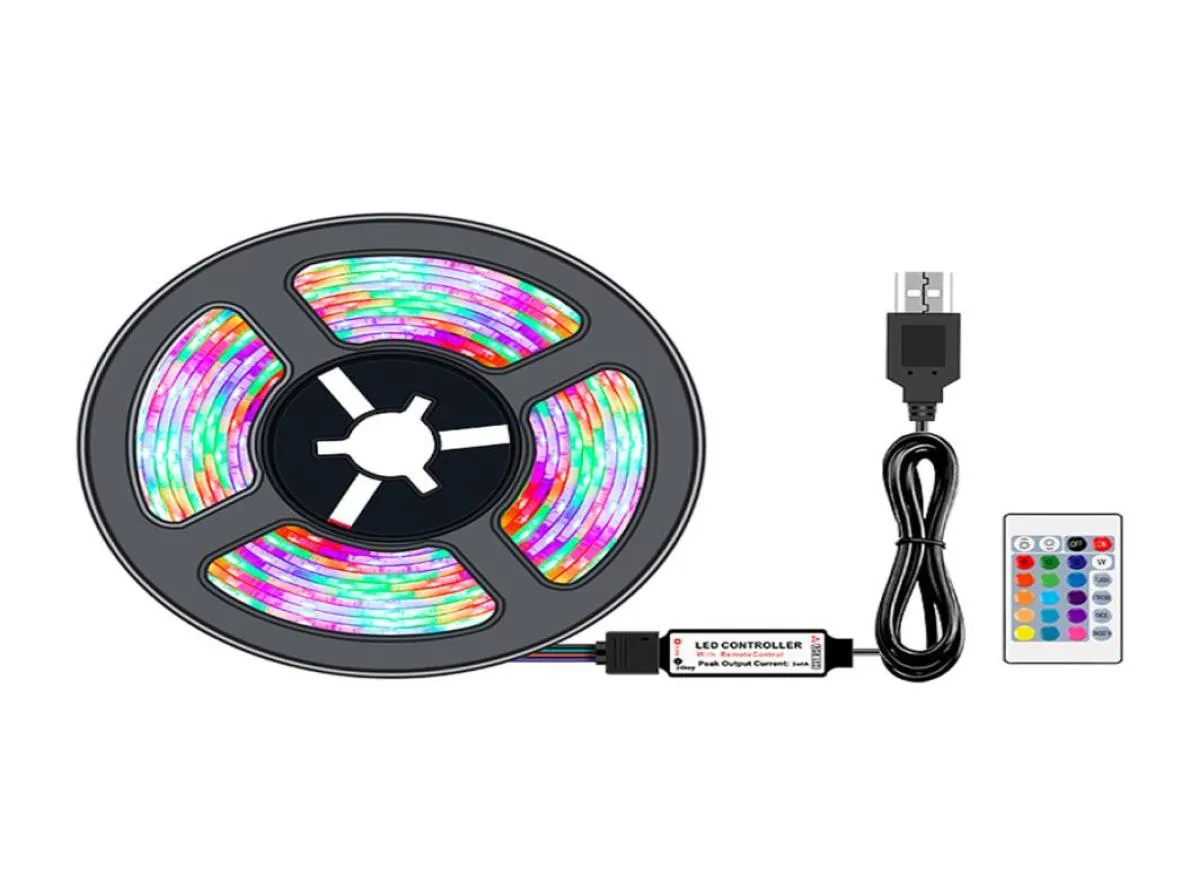 5V USB RGB LEDリモートコントロールストリップライトランプ2835SMDフレキシブルリボン0.5m 1M 2M 3M 4M 5MテレビデスクトップSN照明1859509