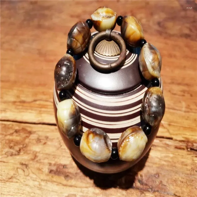 Link Bracelets Flower Ox Horn Handstring Rich World Carving Bone Buddha Bead Bracelet Men's Women's Tortoise Shell