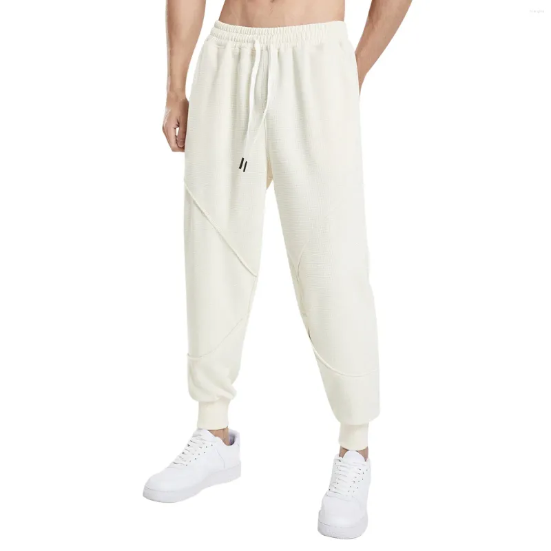 Calças masculinas casuais calças esportivas sólidas moda quente streetwear multi bolso amarrar pés agrupados para homem ao ar livre ropa hombre