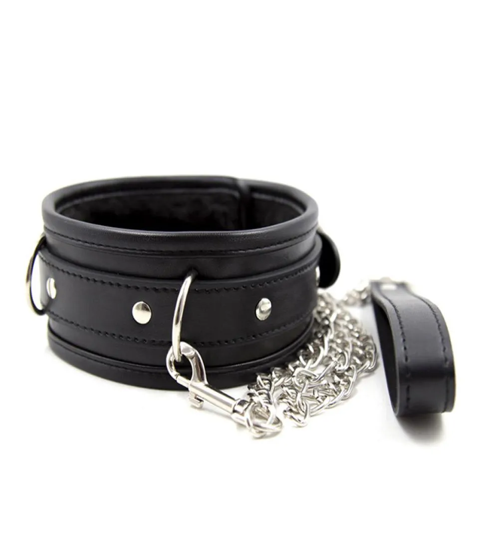 BDSM Collar with Chain PU Leather Slave Collar for Women Female Collar Necklace Fetish Bondage Restraints Erotic Toys Sex Tools1479415