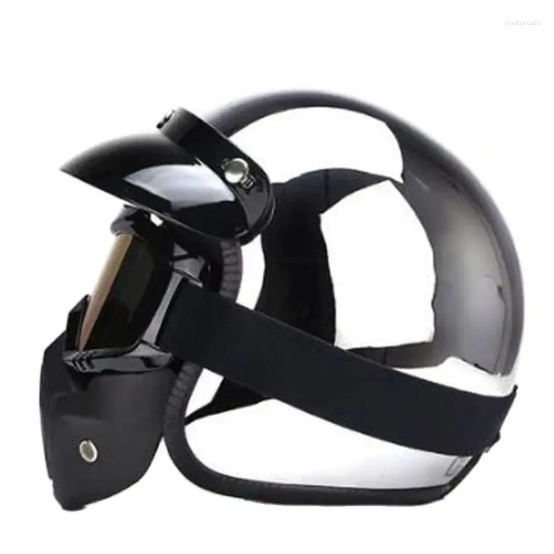 Casques de moto Été Vintage 3/4 Ouvert Motocycle Chrome Sliver Scooter Casque Jet Casco Casque Argent Placage Visage Moto