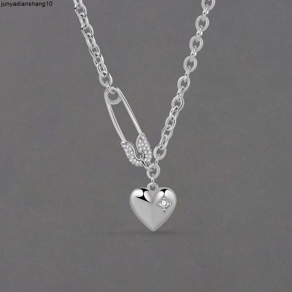 Sterling Silver Necklace for Women Clip Heart Shape o Chain Chocker Chirstamas Gift Fashion Trendy Fine Jelwery