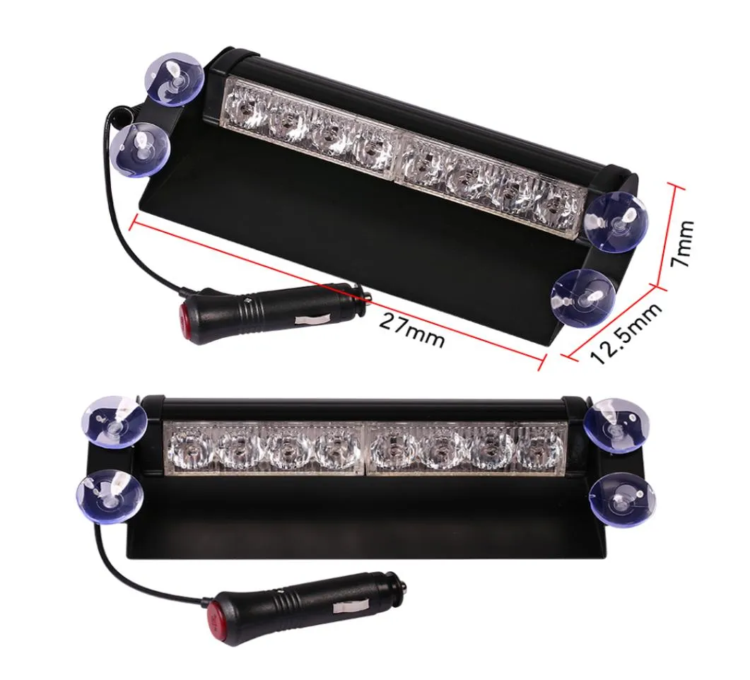 Car Led Emergency Strobe Flash Warning Light 12V 8 Led Flashing Lights Red Blue White Green Police styling7140232