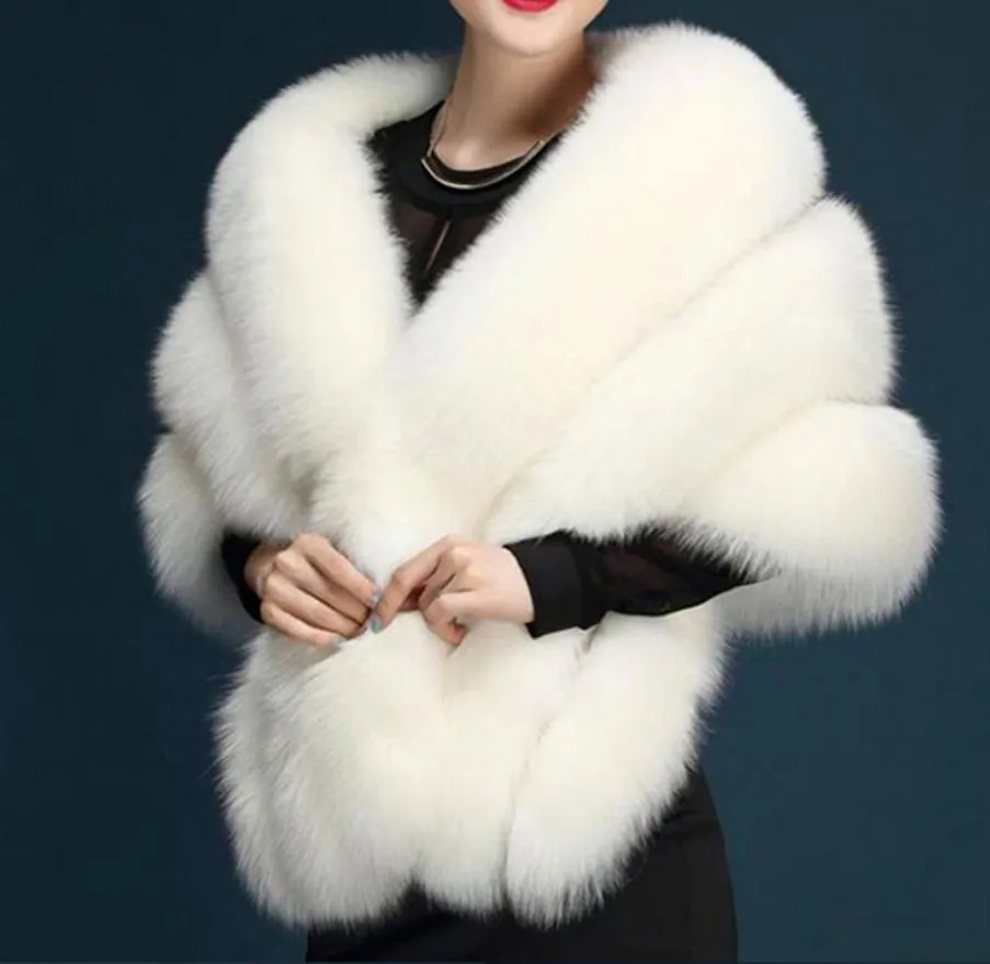 2020 Kadın Bolero Gelin Şal FAUX FUR SAP Bolero Düğün Cape Gelin Şal Kürk Kış Cape Kış Fildişi Gelin Pelerin Bolero8379778