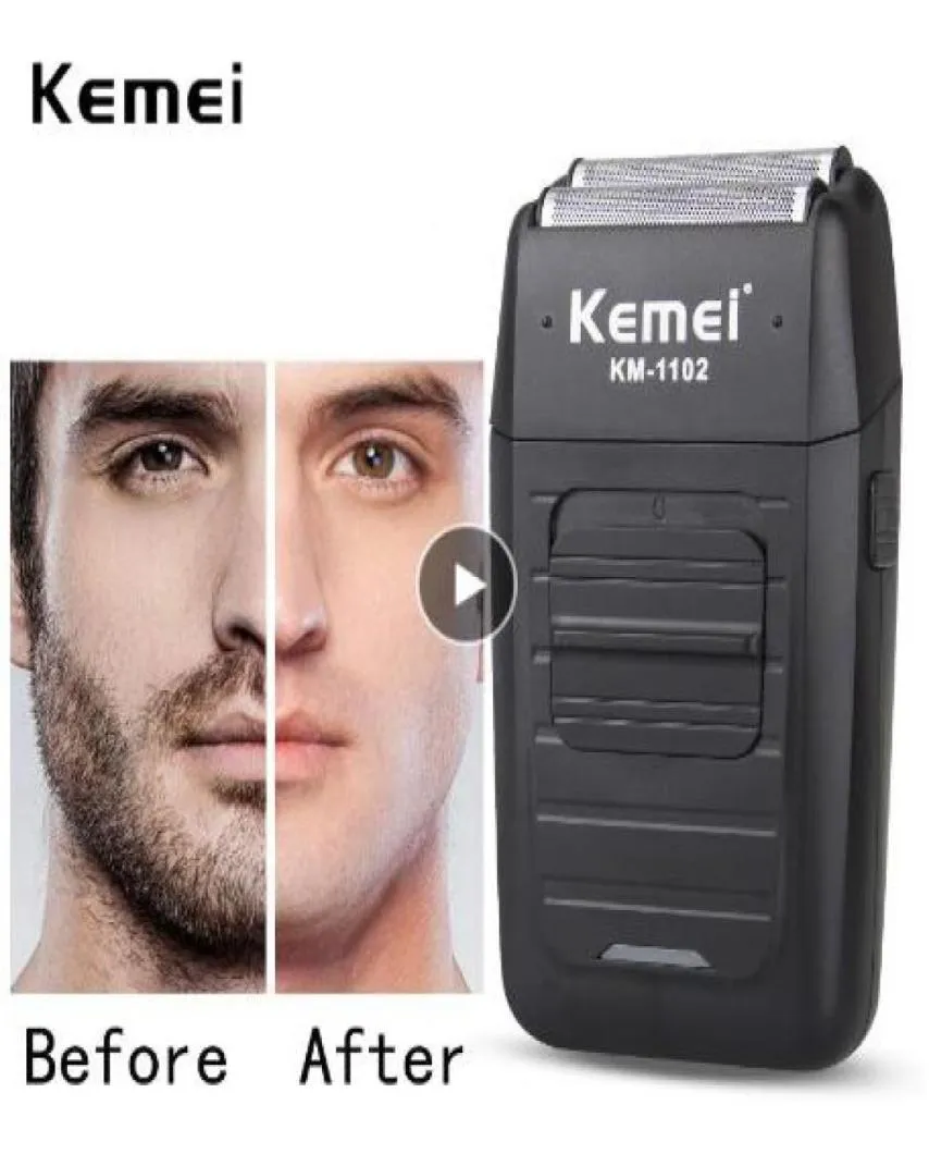 Kemei KM1102 Аккумуляторная беспроводная бритва для мужчин с двумя лезвиями, возвратно-поступательная бритва для бороды, уход за лицом, многофункциональный мощный триммер7683762