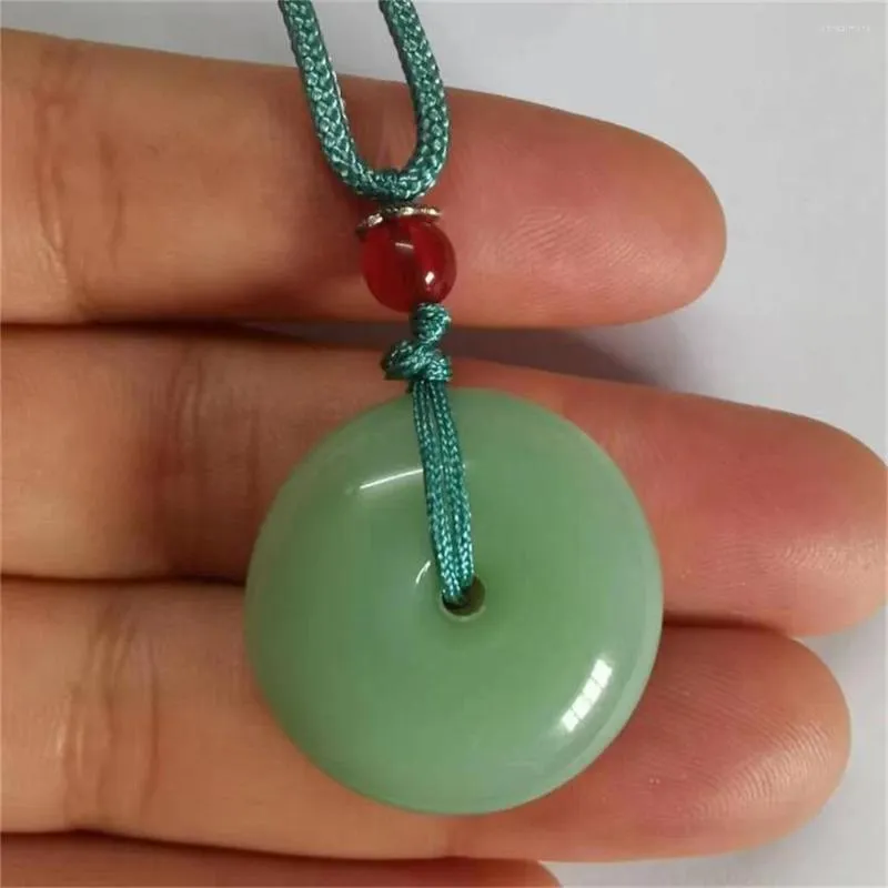 Pendant Necklaces White Green Harmony Round Lucky Jade Simple Elegant Rope Necklace Amulet For Women Man's Charm Stone Jewelry Gifts