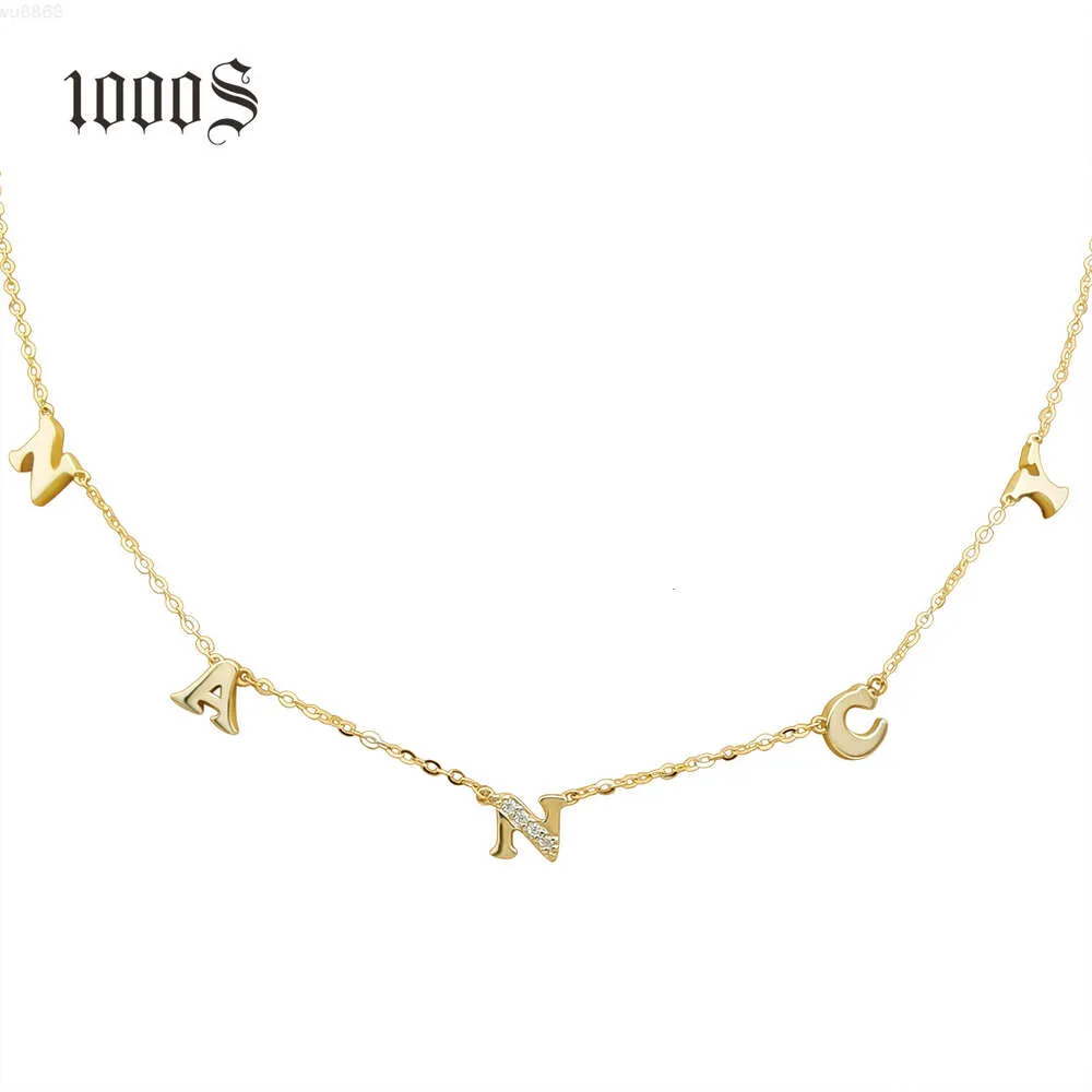 Namn halsband smycken guld personlig anpassad 9k 14k 18k solid trendig guld kubansk länk kedja diamant charm halsband