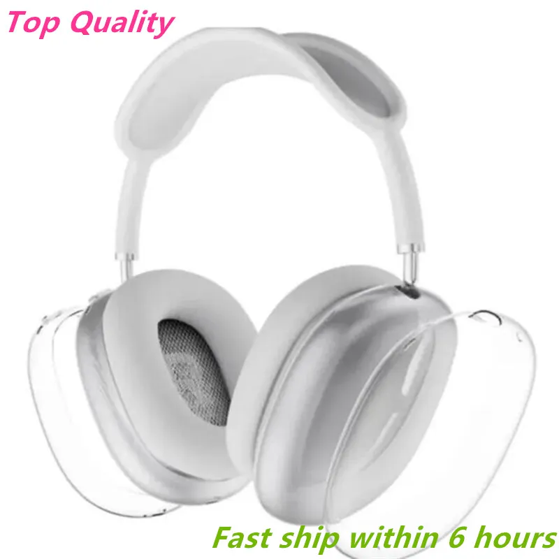 För AirPods Max Headband Headphone Pro Earphones Tillbehör Transparent TPU Solid Silicone Waterproof Protective Case Airpod Max hörlurs headset Cover ANC