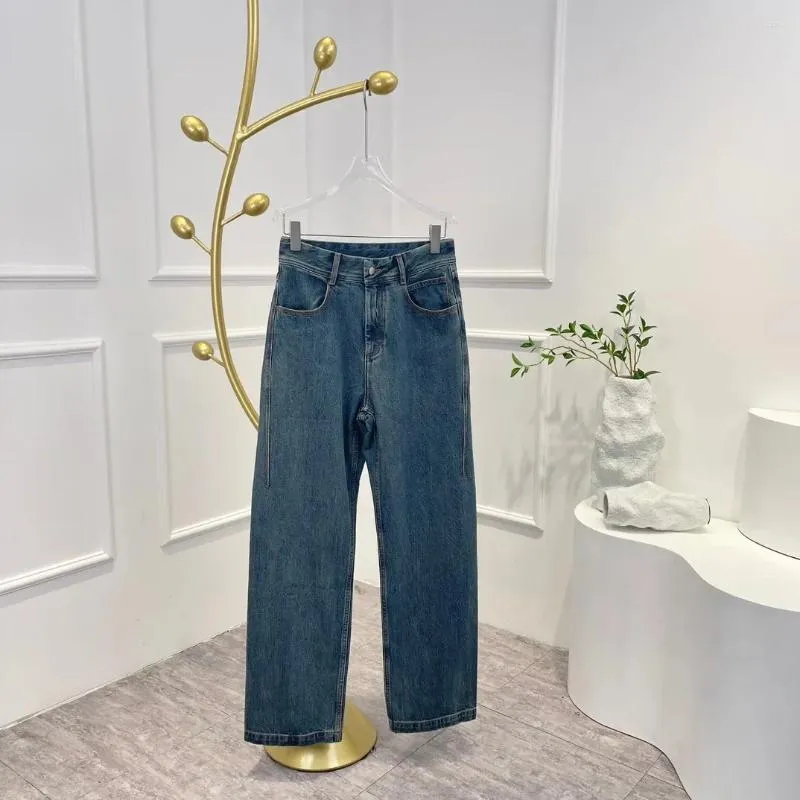 Jeans pour femmes 2024 style décontracté printemps bleu femme pantalon droit pleine longueur pour les femmes