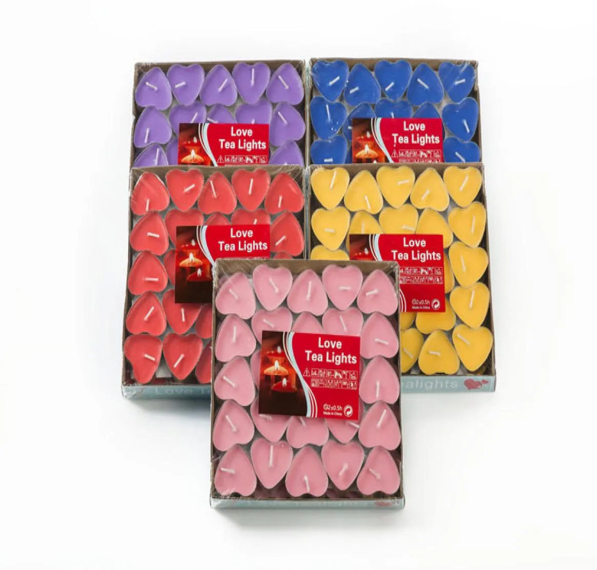 Candela Ghee a forma di cuore 2 ore Candele al burro 6 colori Set di 50 candele TeaLight Candela votiva per non fumatori3722079