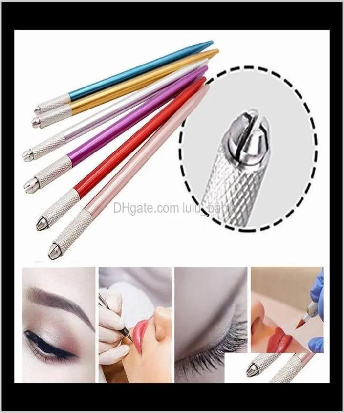 100 pezzi penna per trucco semipermanente 3D ricamo trucco strumento manuale tatuaggio sopracciglio penna microblade 5 colori Jdpru W95Rk8090677