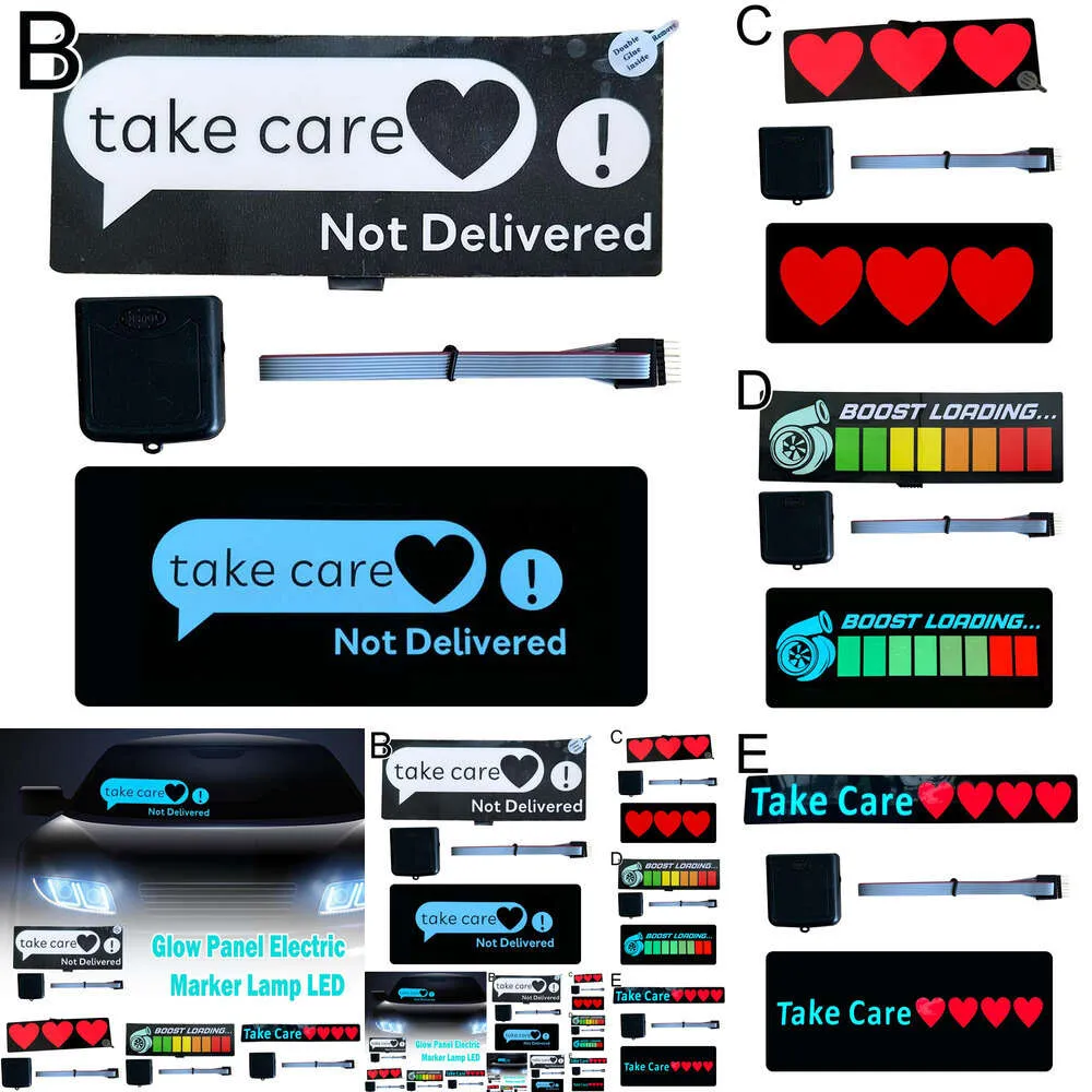 새로운 새로운 새로운 Take Care Care Car Delivered Car Windshield 글로우 패널 전기 플래싱 LED 스티커 마커 조명 조명 장식 램프 Z4J7