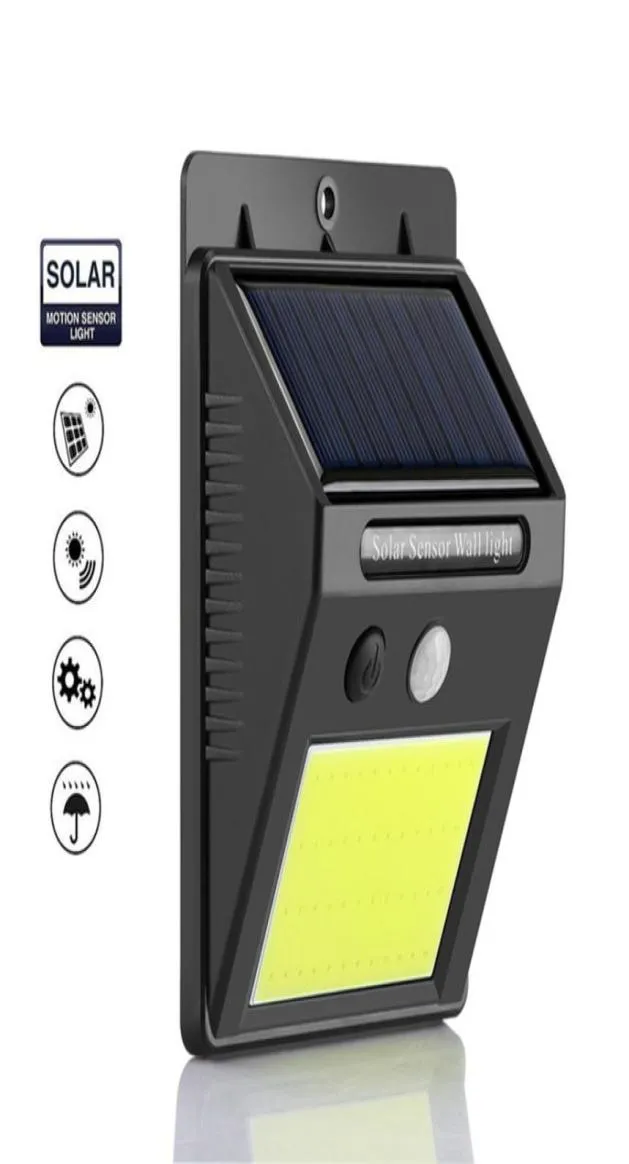 Edison2011 48 Cob LED Solar Pired Pir Motion Lampa ścienna ludzkie ciało w podczerwieni światło na zewnątrz Wodoodporne zabezpieczenia ogrodu domu 3508367