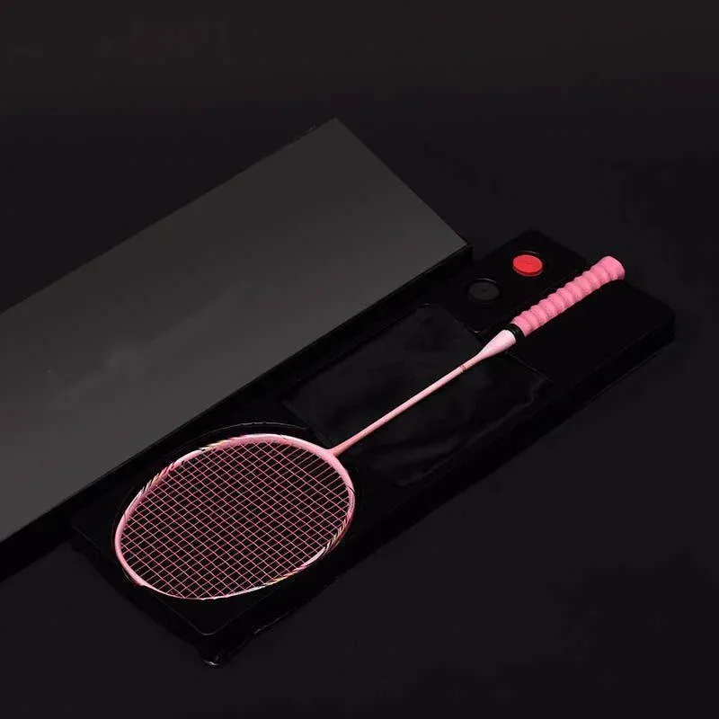 Gift Box 8U Badminton Racquet Full Carbon Handle Ultra Light Attack Single Multi Color Option 240223