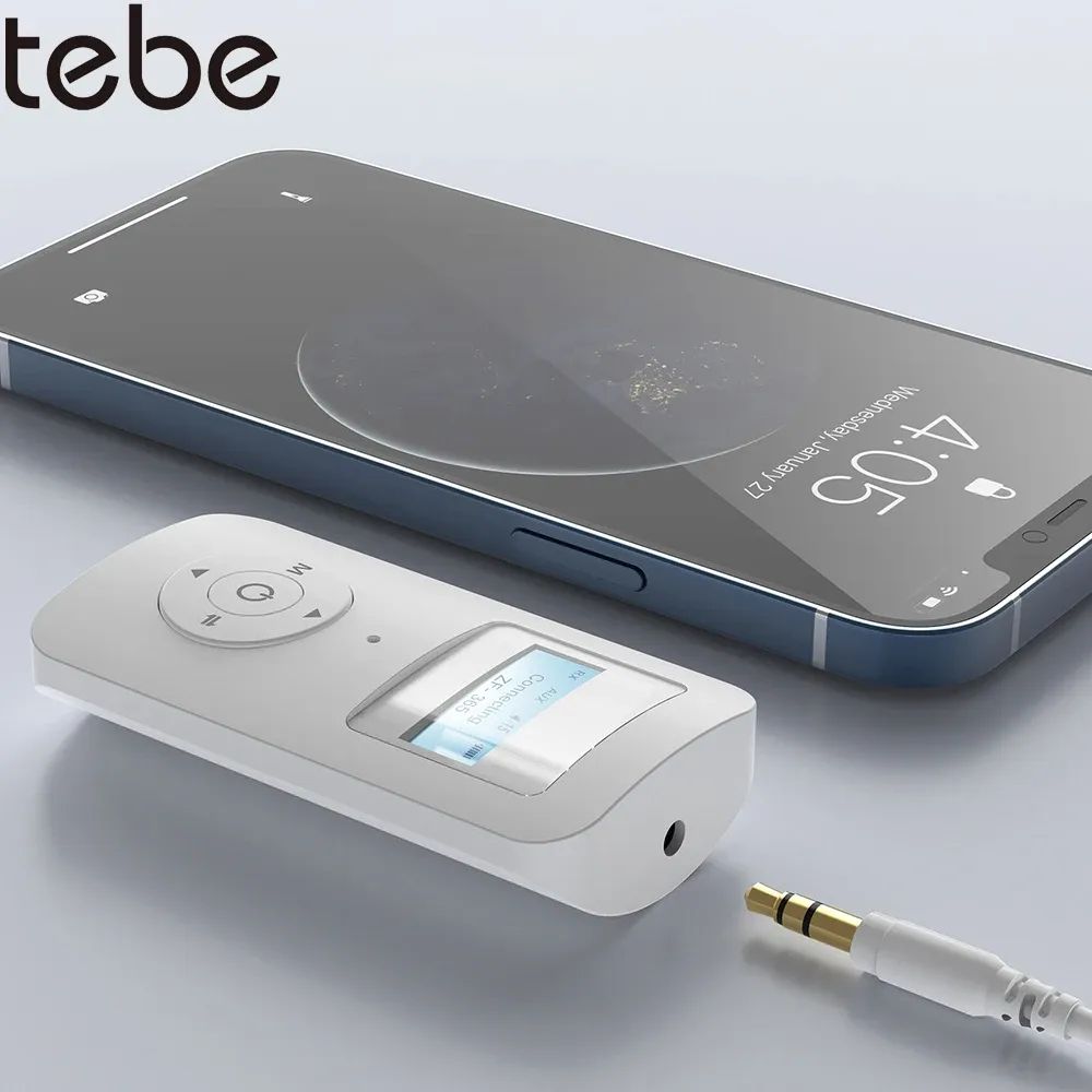 Alto -falantes Tebe 3,5 mm AUX Bluetooth 5.0 Adaptador de áudio 2 em 1 transmissor de estéreo sem fio com tela LCD para orador de carro de TV