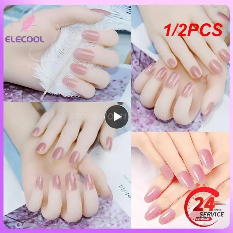 Faux ongles 1/2pcs Glitter Court Amande Aurora Ellipse Faux Presse sur Manucure Détachable Couverture Complète Nail