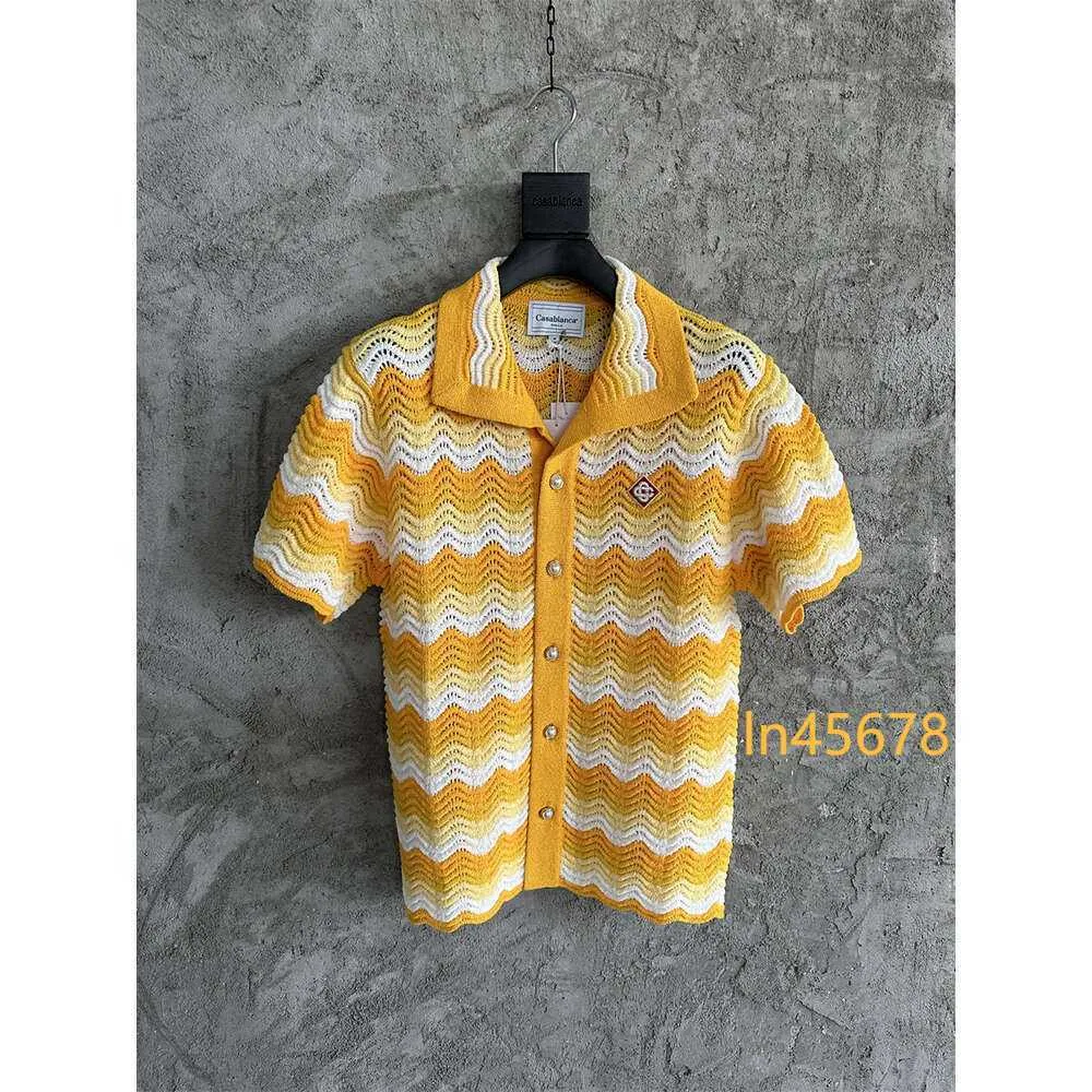 2024 new designer Casablanca surf pattern casual knit sweater Aloha Shirt Hollow Cardigan Casablanca