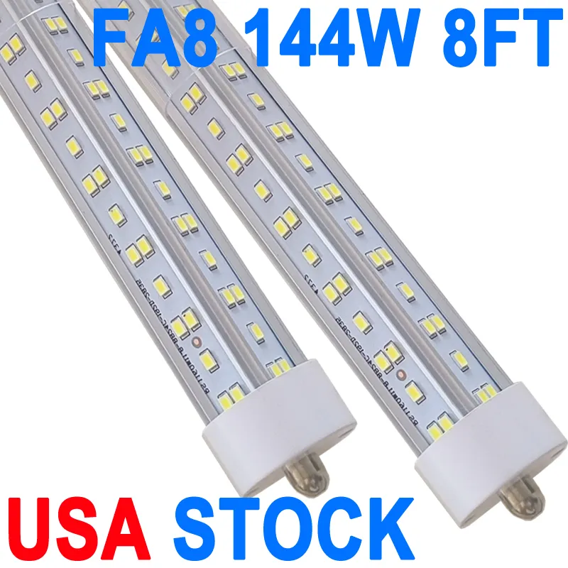 8フィートLED電球、シングルピンFA8ベース、144W（300W等量）、6500Kデイライト、18000LM、8フィートT8 T10 T12 LEDチューブライト、96 '' LED交換用蛍光灯、バラストバイパスクレスチ