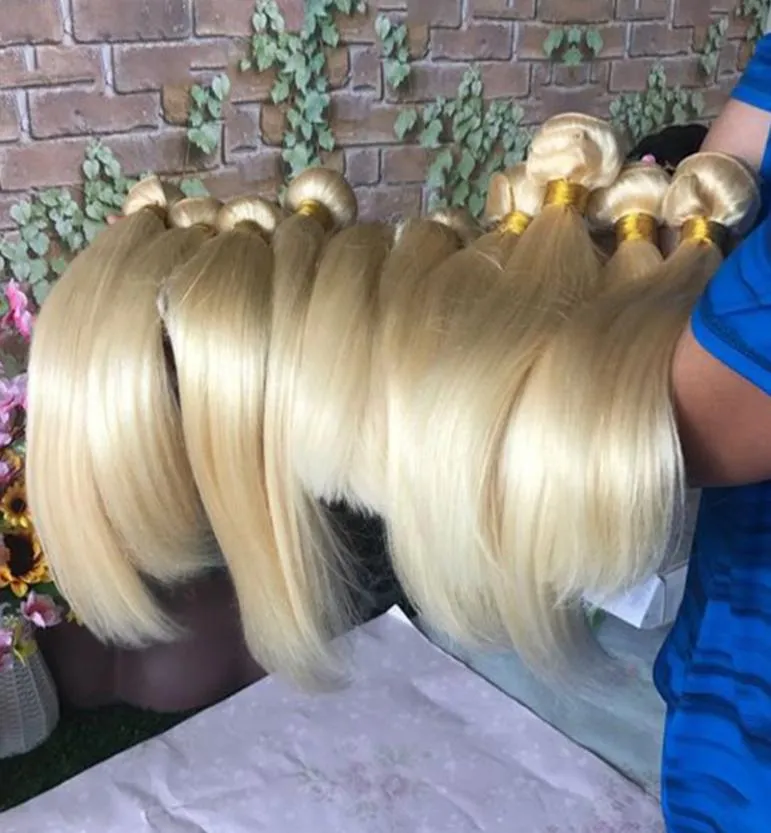 Brazylijska peruwiańska malezyjska dziewicza włosy Weave 613 Blonde Bundles Whoe prosta fala ciała 1B613 Ombre blond ludzkie włosy splot 4842670