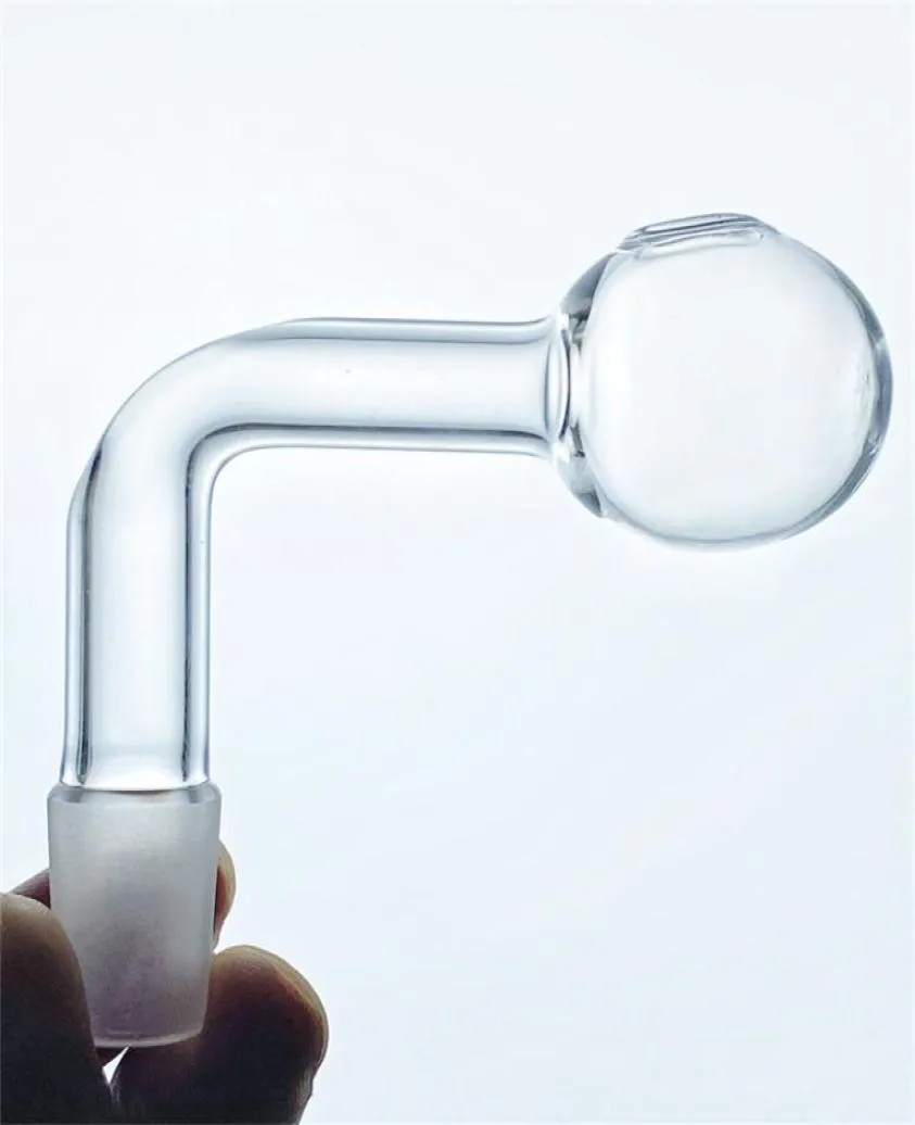 90 gradi 14mm narghilè trasparente spesso Pyrex bruciatore a olio connettore maschio per tubo dell'acqua Bong Dab Rig Bowl4321574