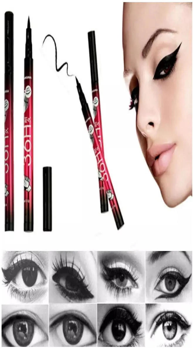 Whole selling Black Waterproof Liquid Eyeliner Make Up Beauty Comestics Longlasting Eye Liner Pencil Makeup Tools for eye6714598