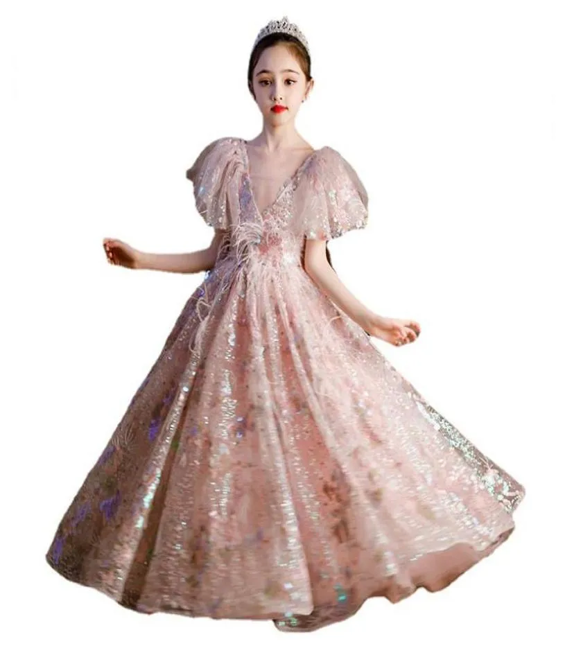 OC 43M644 Girl039s sukienki dla dzieci odzież taneczna dziewczyna cosplay kostiumów ręka luksusowe niestandardowe cekiny księżniczki tutu7804815