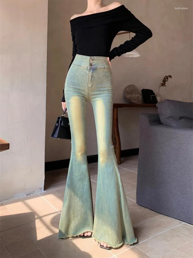 Women's Jeans Y2K Flare Women American Retro High Waist Slim Sexy Skinny Denim Pants Spring Autumn