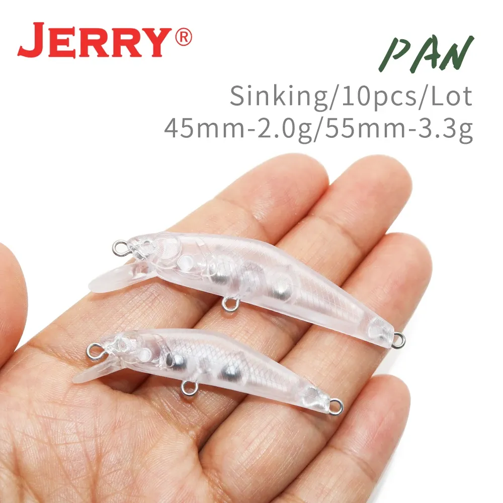 Esche Jerry Pan Micro Minnow Area Trota Bass Wobbler Gancio singolo Esca dura Immersione profonda Jerkbait 45 55mm Esca artificiale per la pesca sulla roccia