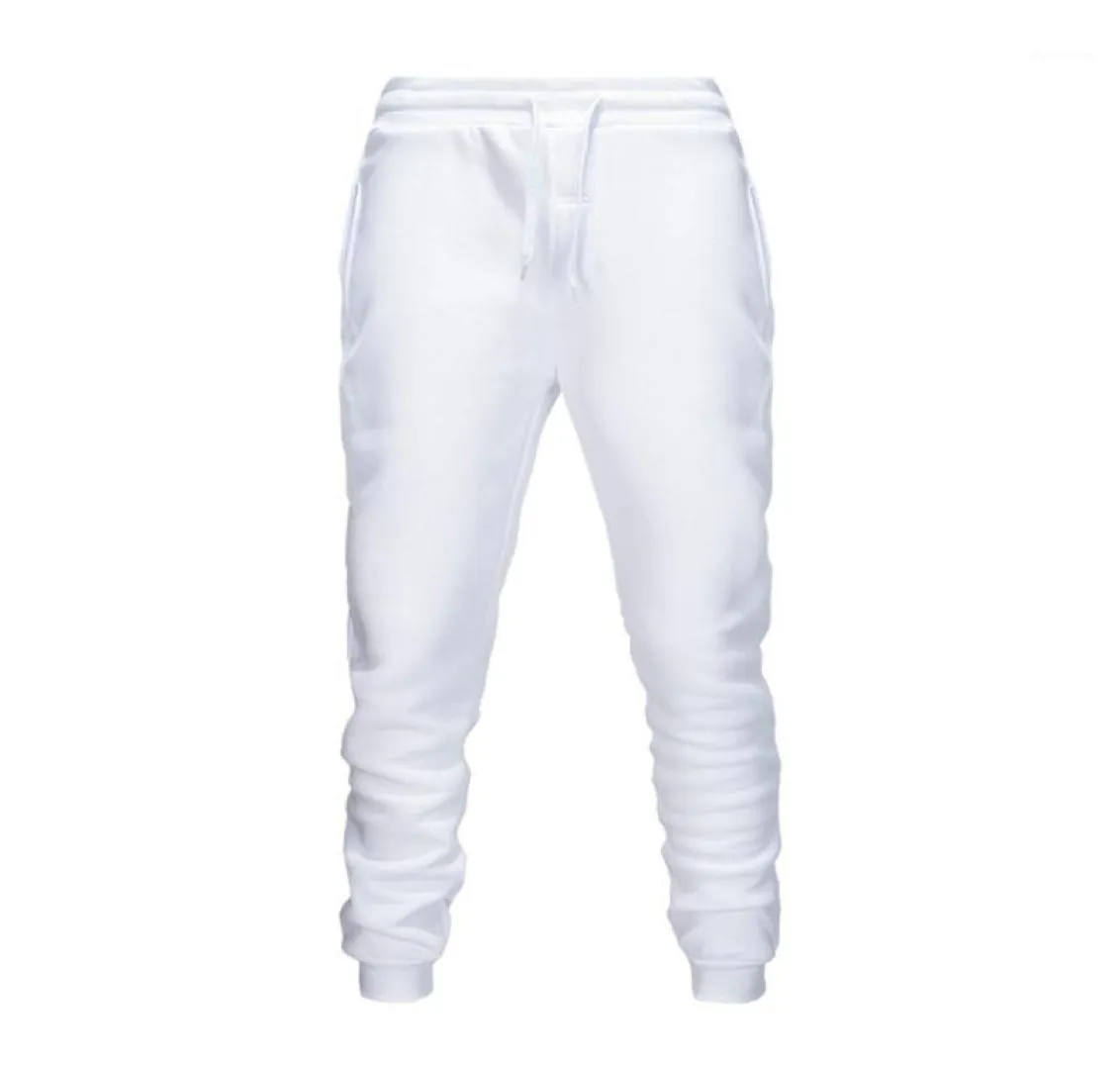 Men039s pantalon blanc hommes mode Joggers mâle pantalon de survêtement décontracté musculation Fitness piste Sweat pantalon 6093293