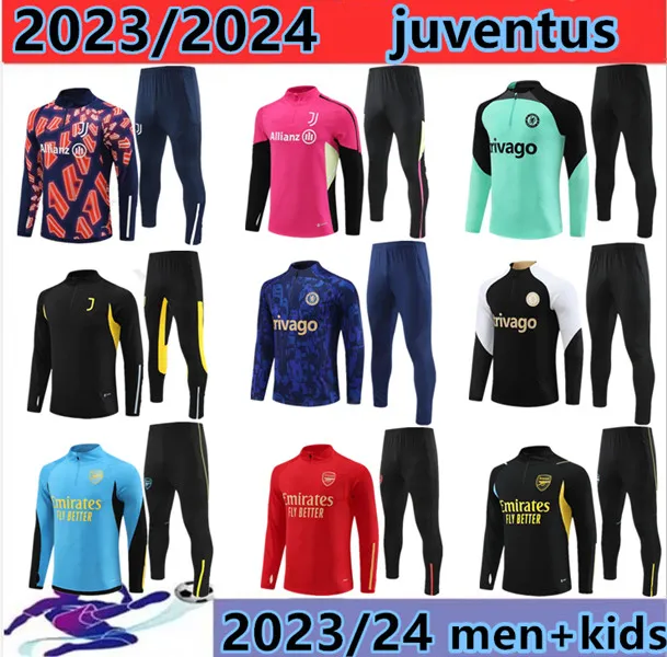 2023 2024 Juventus Tracksuit voetbaltruien Pogba di Maria Vlahovic Chiesa 23 24 CFC Trainingspak Mannen Kids Kit Voetbalkit Uniform Sportkleding