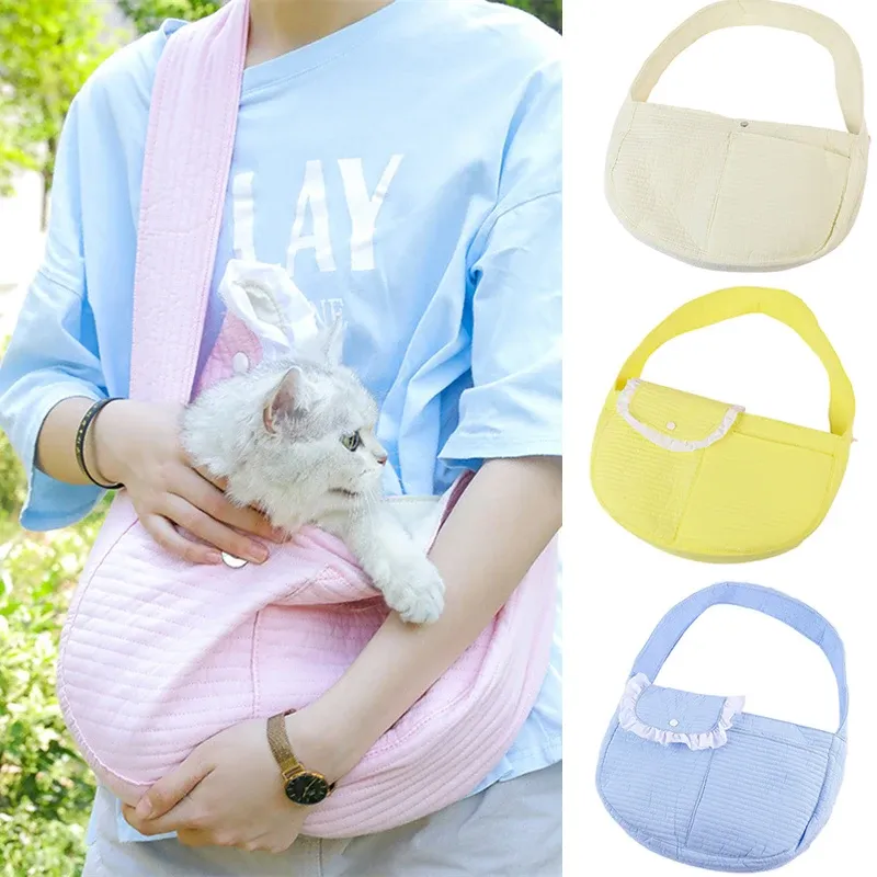 Sacs de transport pour animaux de compagnie chaton voyage en plein air respirant sac à bandoulière unique en polyester sac à bandoulière pour chiot pour petits chiens chats