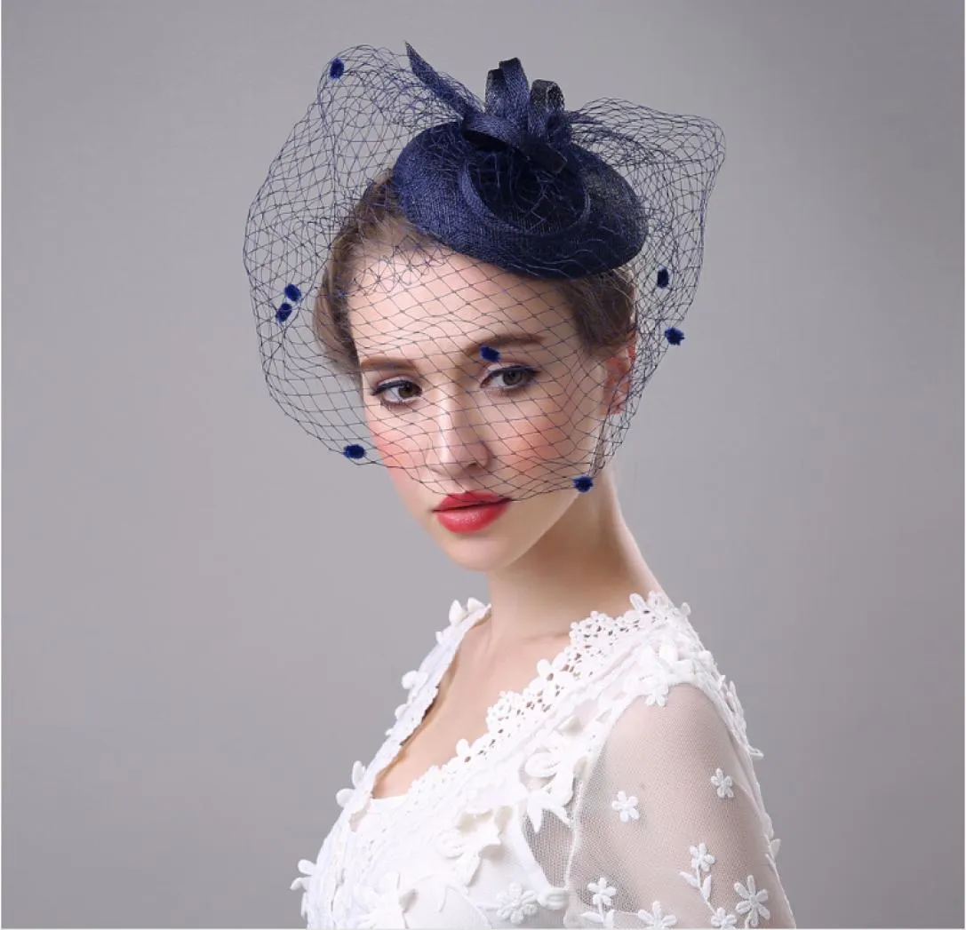 Elegante Hochzeit Party Braut Kopfschmuck Kirche Hüte 2019 Günstige handgemachte benutzerdefinierte Marineblau Hut Kentucky Derby Hüte6163327