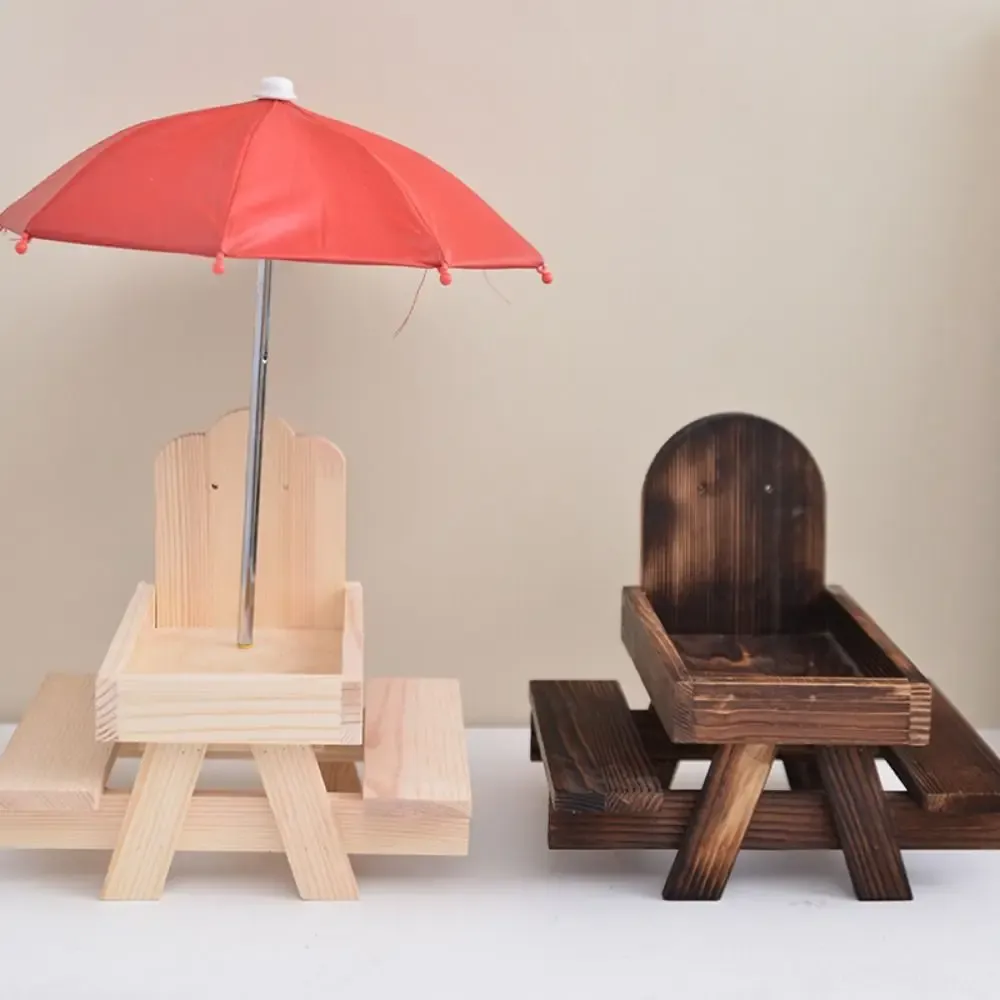 Alimentação de madeira esquilo cob titular prático mesa de piquenique forma pendurado esquilo mesa de piquenique removível com guarda-chuva pássaros