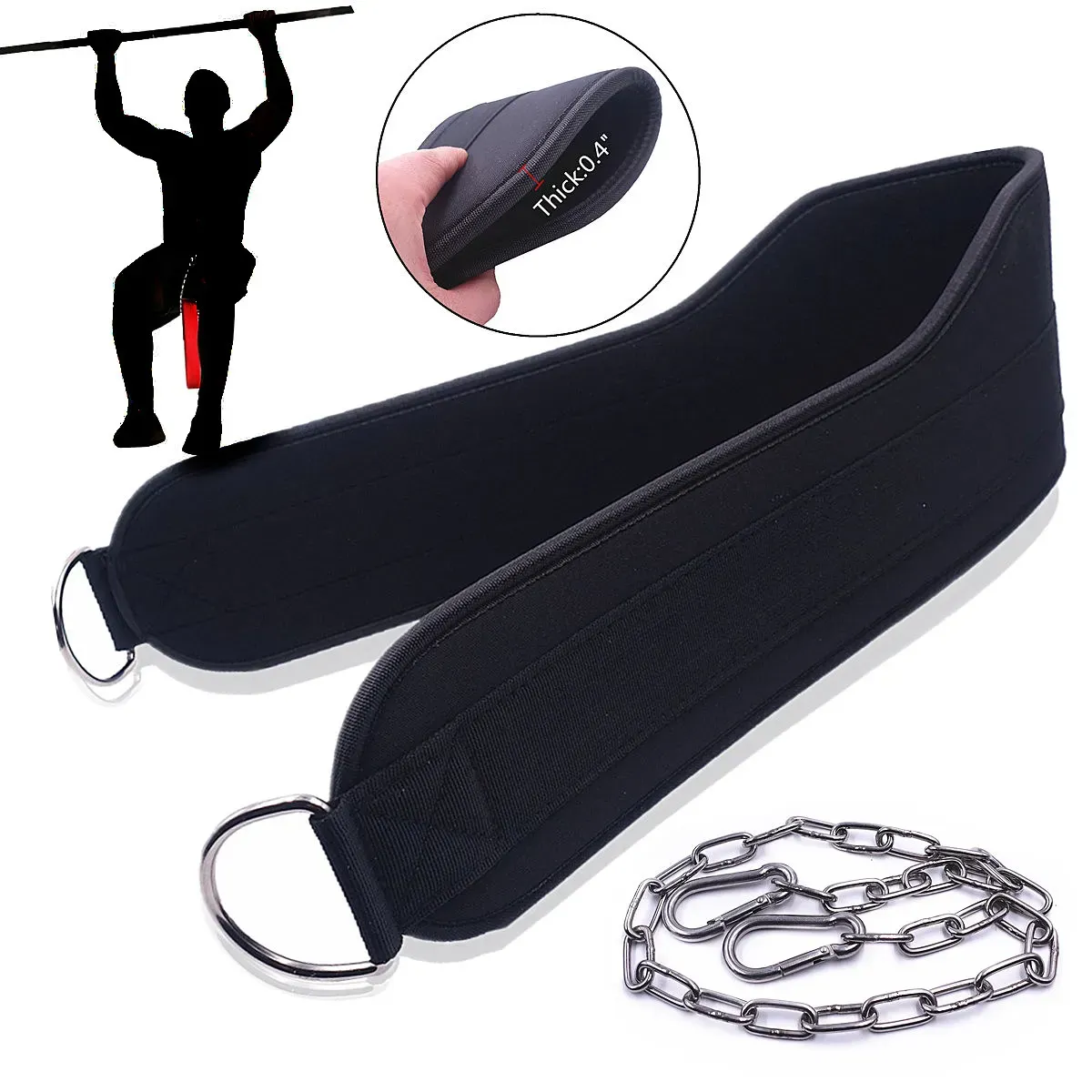 Tillen dikke zware gewichtstillende riem met ketting dompelende riem trek de kin omhoog kettlebell barbell fitness bodybuilding gym riem