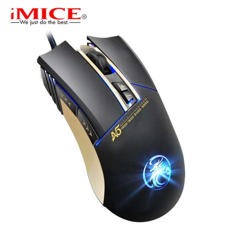 Mice IMICE A5 Professional 7Key Photoelectric FourColor Breathing Light Game Weight Gain Mouse Suitable For Desktop Laptop Computer