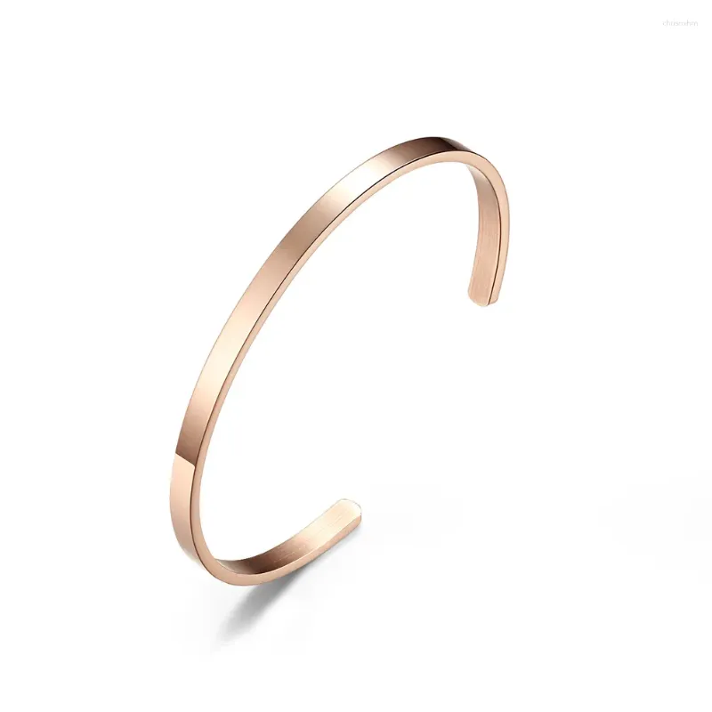 Bangle preço de atacado design clássico 4mm 6mm 8mm rosa banhado a ouro na moda homens aço inoxidável pulseiras de punho de metal