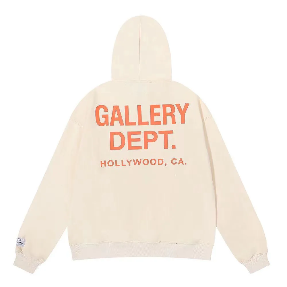 Gallerydept hoodie kvinnor hoodies för män rosa grafiska män modekläder pullover bomull o nacke svarta vita toppar huvtrå grå ärm löst lyxtröjor