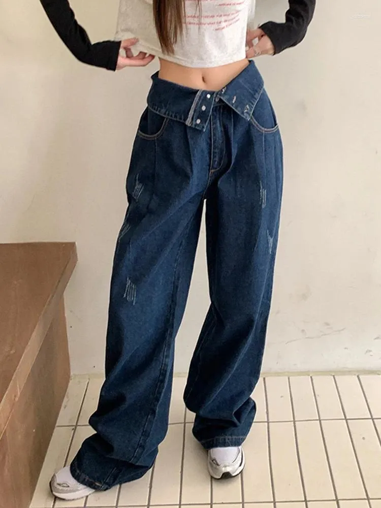 Jean pour femmes mode à la taille à la taille des femmes Y2k Ripped Denim Pantal