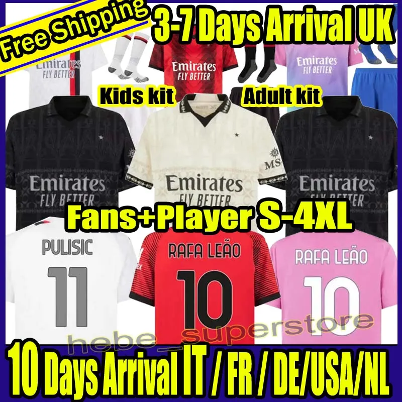 S-4XL 23 24 Pulisic Ibrahimovic Koche Soccer Jerseys AC Milans Giroud De Ketelaere R. Leao Tonali Theo Football Shirt Special Fourth 4th 4th Men Kid Kitユニフォーム